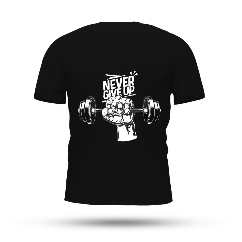 T-SHIRT NEVER GIVE UP BLACK - Hulk Muscles